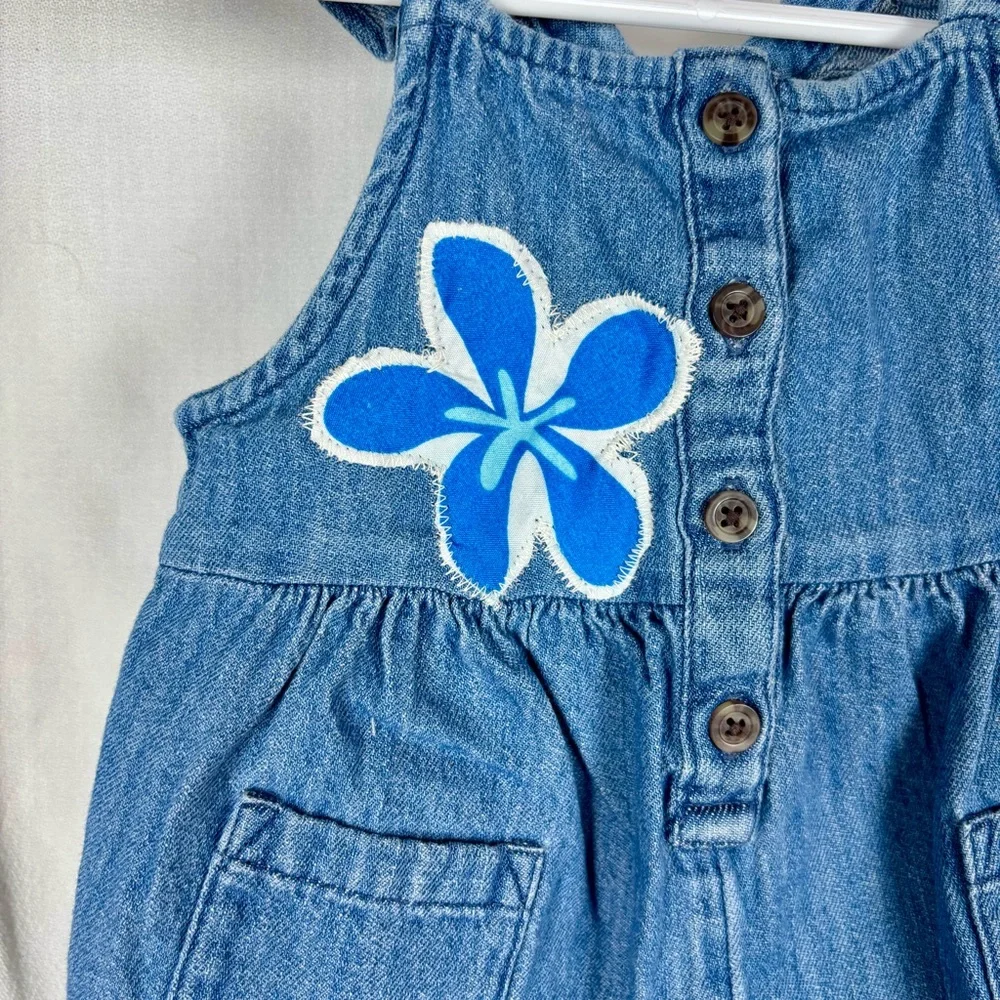 Old Navy LILO and Stitch 6-12 Month Classic Blue Denim Overalls Hand‎ Crafted